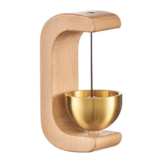Handcrafted Wooden Door Bell with Brass Chime for Home Entrance
