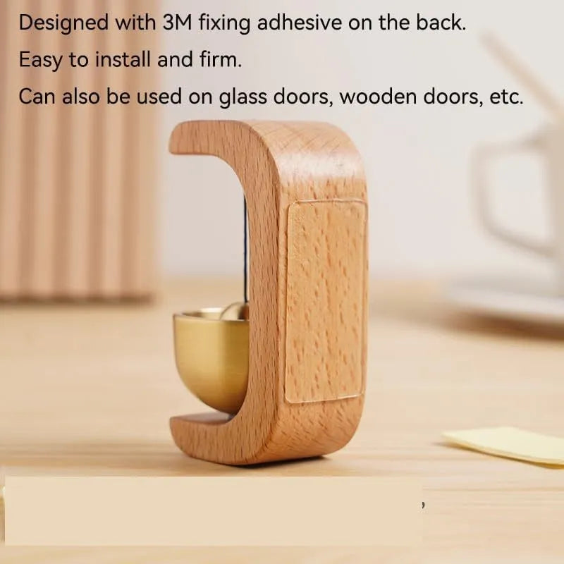 Handcrafted Wooden Door Bell with Brass Chime for Home Entrance