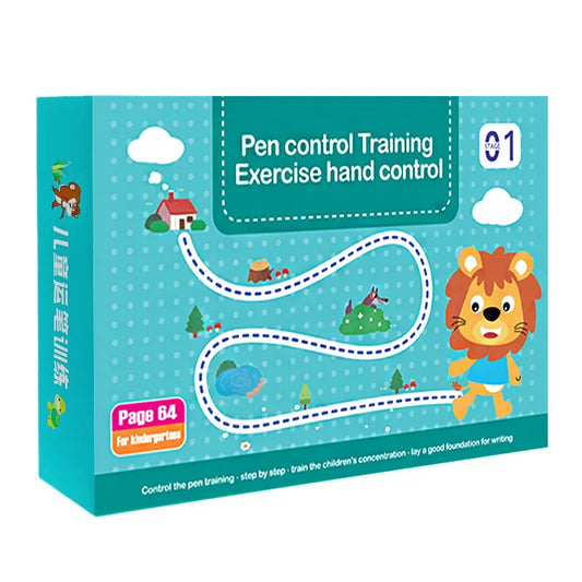 64-Page Reusable Pen Control Training Kit for Kids – Erasable Practice Workbook