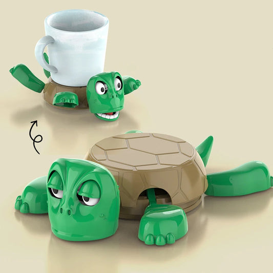 Green Turtle Cup Holder Coaster Toy with Funny Expression
