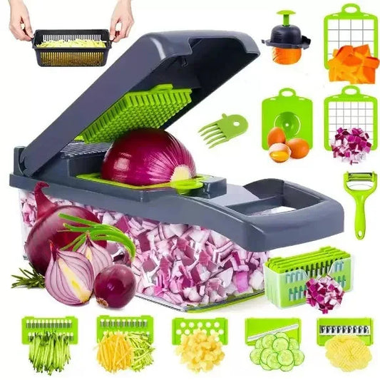 14-in-1 Vegetable Chopper & Onion Dicer with Storage Container