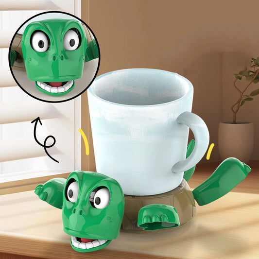 Green Turtle Cup Holder Coaster Toy with Funny Expression