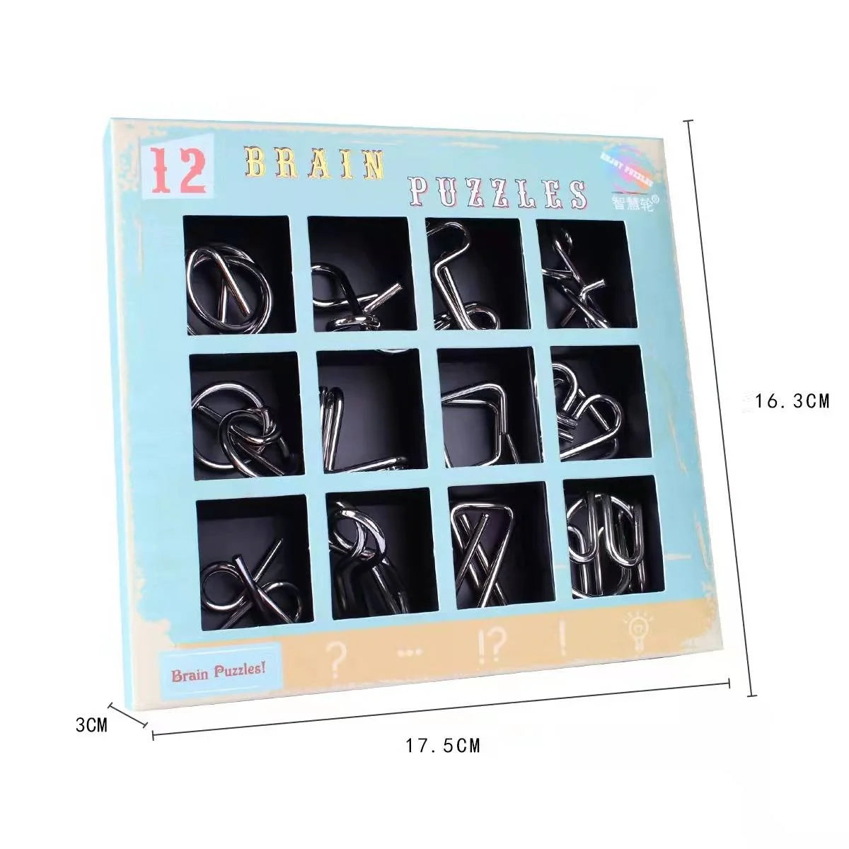 Metal IQ Puzzle Set (12 Pcs) – Brain Teaser Wire Puzzles for Kids & Adults